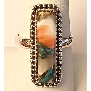 Spiny Oyster Turquoise ring s8.75 (1565)